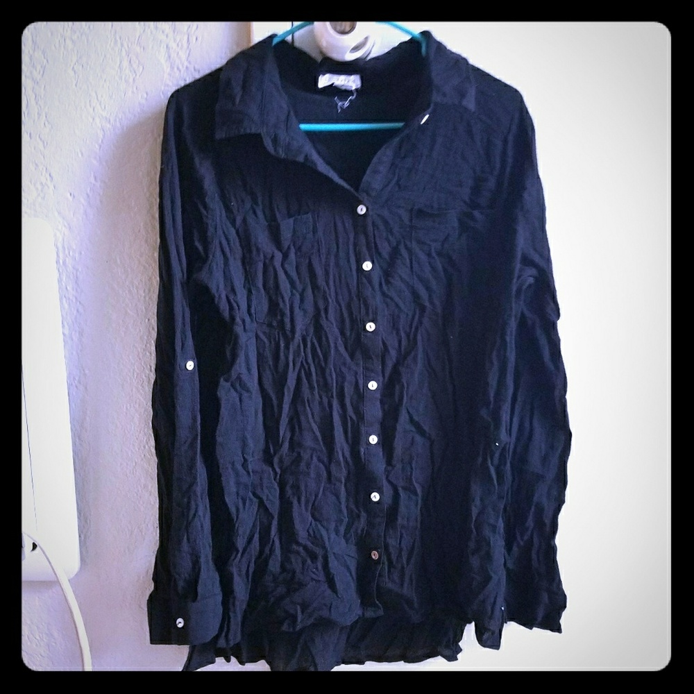 Women's loveriche black semi sheer long sleeve